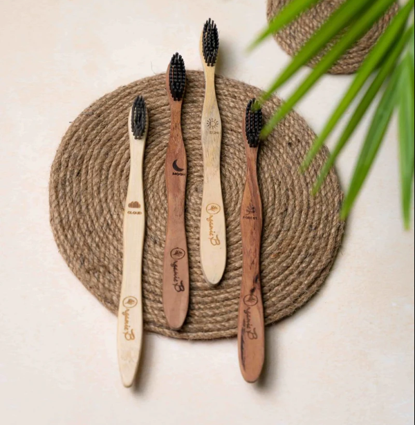 Bamboo   Toothbrush   Charcoal   Infused   Bristles   -   Pack   of   4