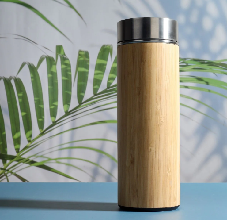 Bamboo   Stainless   Steel   Bottle   |   Vaccum   Insulated   |   Double   Wall   Hot   &   Cold   |   500ml
