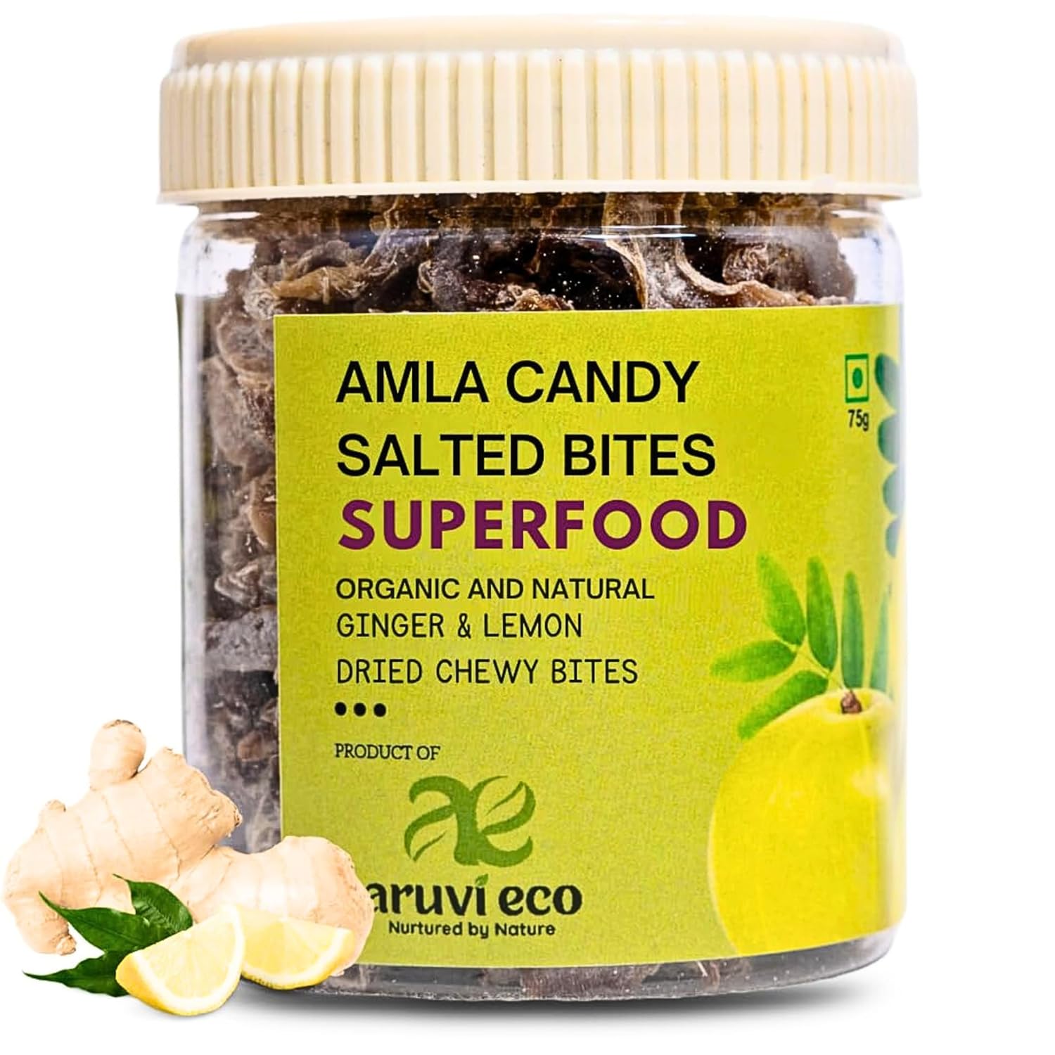 Aruvi Eco- Organic Amla Salted Bites With Ginger And Lemon (100g)