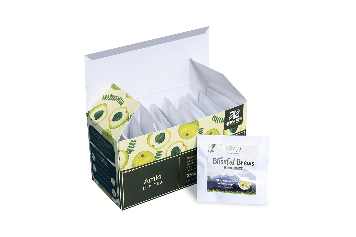 Aruvi Eco Amla Dip Tea 100g | Indian Gooseberry Refreshing Herbal Tea | Pack of 25 Tea Bags (100g)