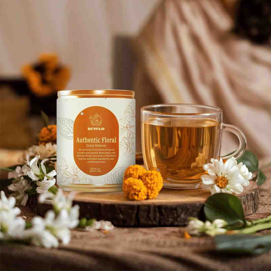 Betelo Authentic Floral Herbal Tea | 50 Pyramid Tea Bags (100g)