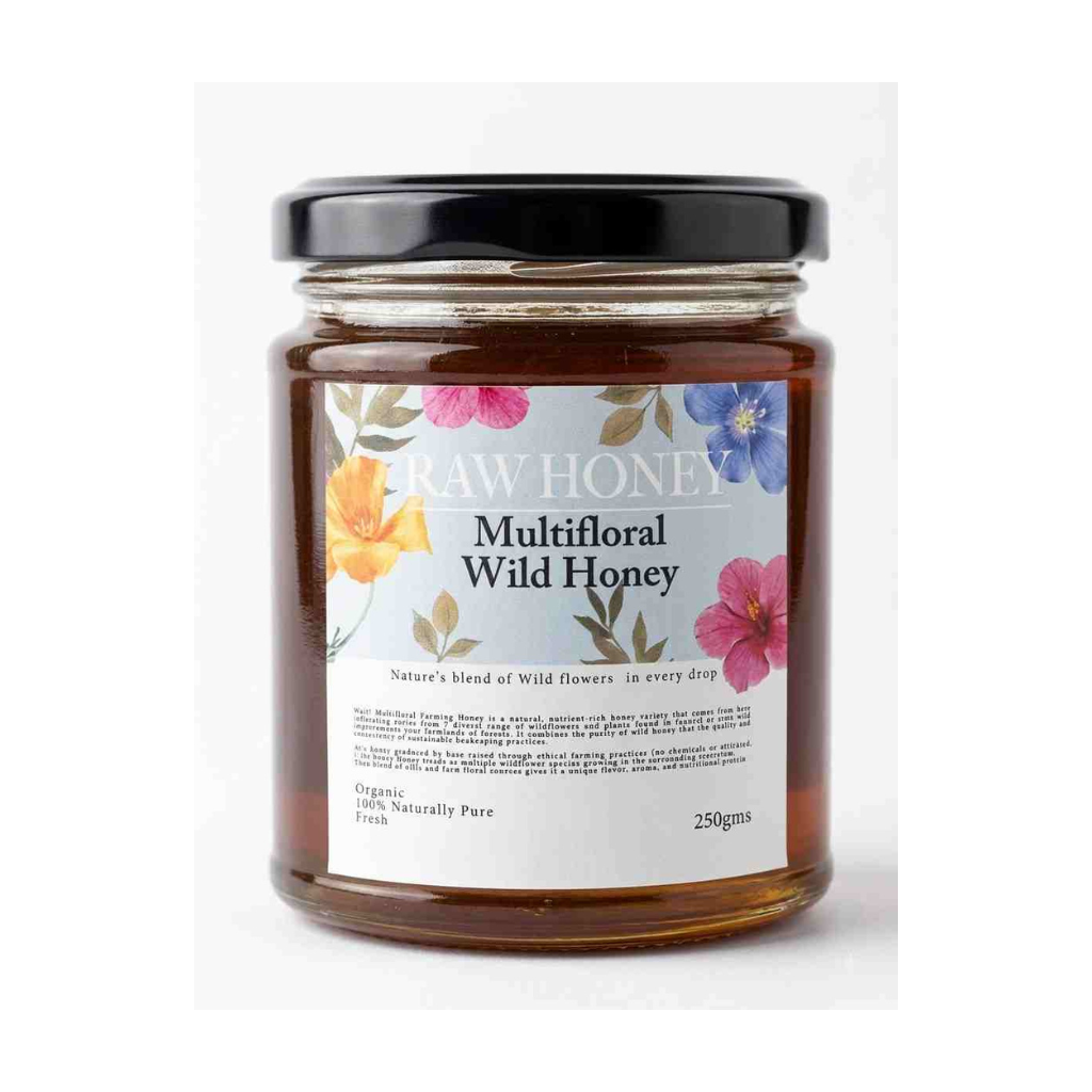 Tejo Orgonics Multifloral Wild Honey |100% Raw Wildflower Honey (250g)