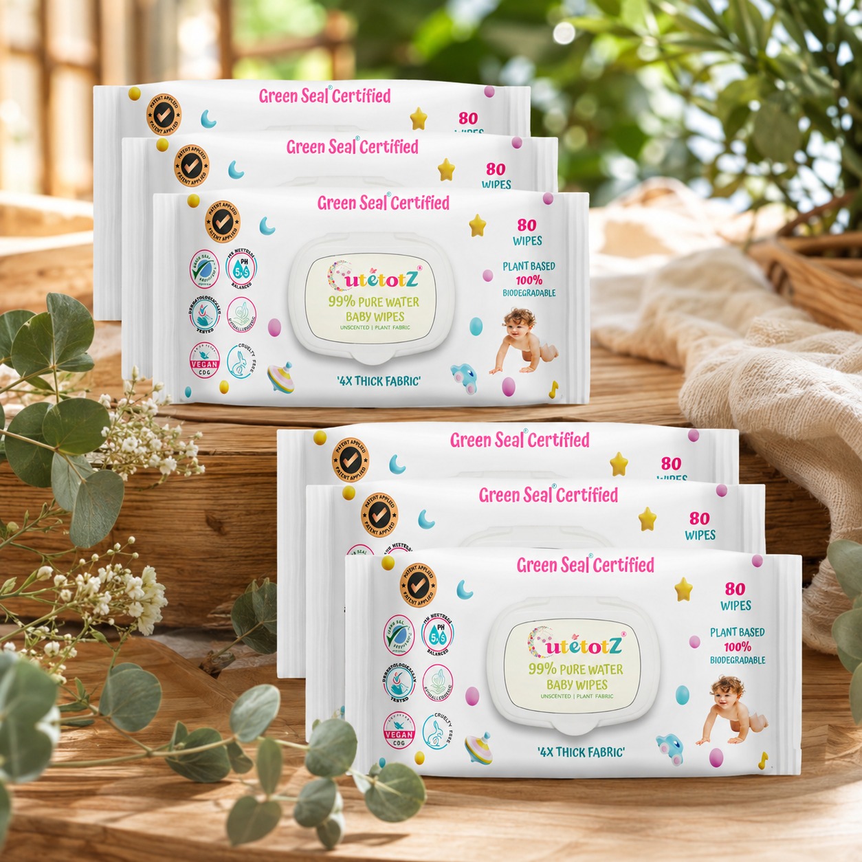 CutetotZ Baby Wipes | Gentle 99% Water Wipes ( 480 Wipes )
